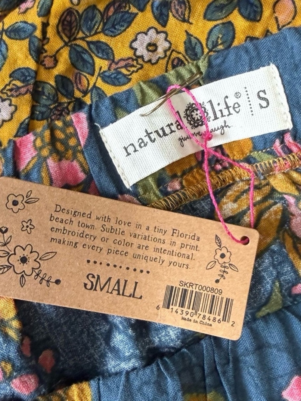 Natural Life Camille Maxi Skirt Small Cotton Blend Patchwork Floral Boho NWT - Picture 7 of 8